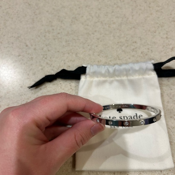 Kate Spade • Set In Stone Hinged Bangle • Silver - Picture 5 of 6